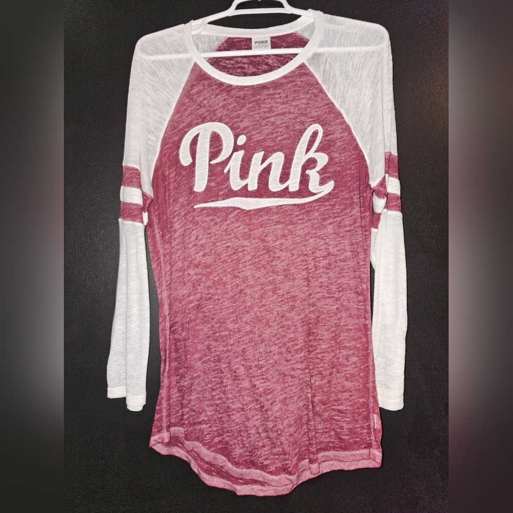 Victoria Secret PINK burnout 3/4 sleeve baseball tee small